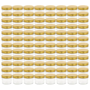 vidaXL Jam Jars with Gold Lid 96 pcs. 110 ml