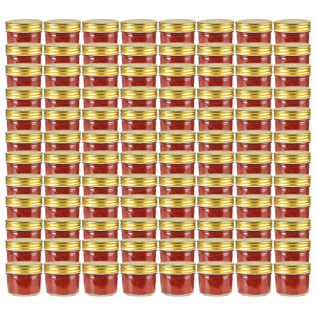 vidaXL Jam Jars with Gold Lid 96 pcs. 110 ml