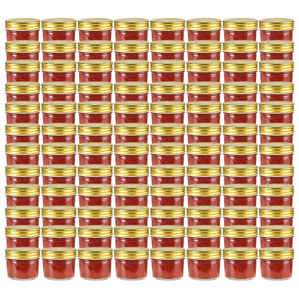 vidaXL Jam Jars with Gold Lid 96 pcs. 110 ml