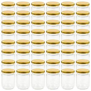vidaXL Jam Jars with Gold Lid 48 pcs 230 ml