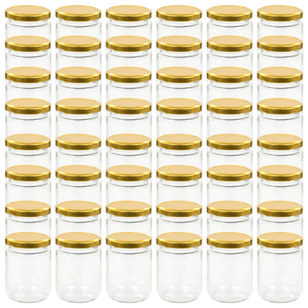 vidaXL Jam Jars with Gold Lid 48 pcs 230 ml