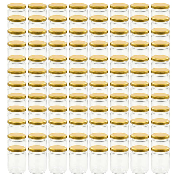 vidaXL Jam Jars with Gold Lid 96 pcs. 230 ml