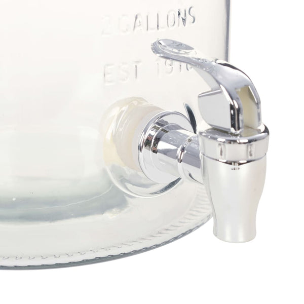 vidaXL XXL Water Dispenser with Tap Transparent 8 L Glass