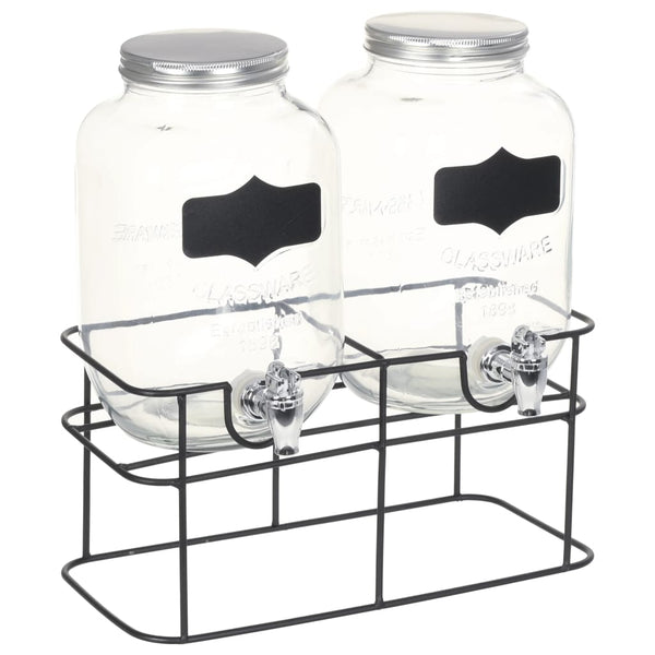 vidaXL Beverage Dispensers 2 pcs. with Stand 2 x 4 L Glass