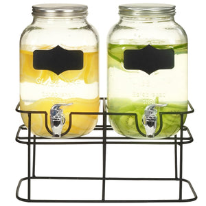 vidaXL Beverage Dispensers 2 pcs. with Stand 2 x 4 L Glass