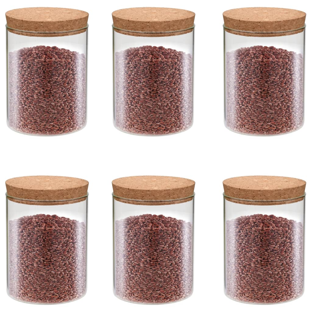 vidaXL Storage Jars with Cork Lids 6 pcs. 650 ml