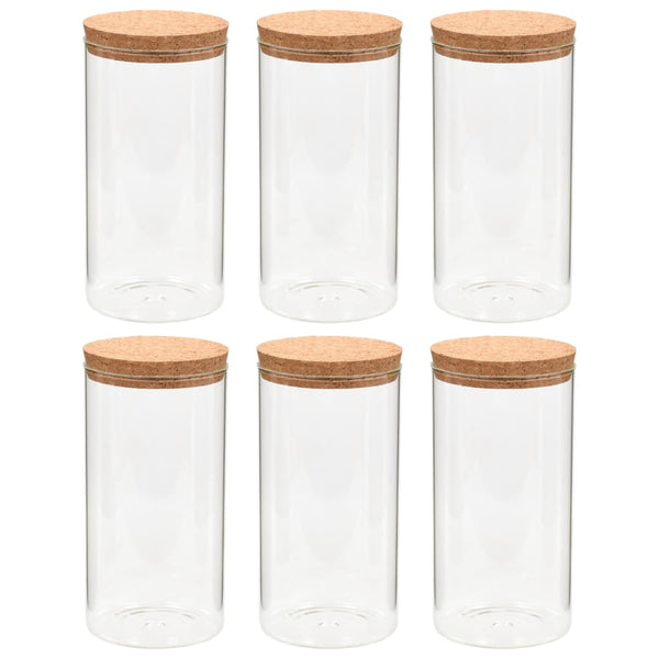 vidaXL Storage Jars with Cork Lids 6 pcs 1100 ml