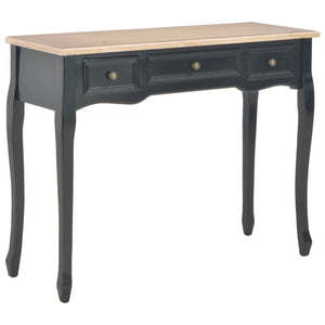 vidaXL Dressing Table Console Table with 3 Drawers Black