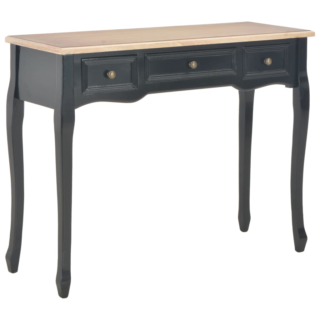 vidaXL Dressing Table Console Table with 3 Drawers Black