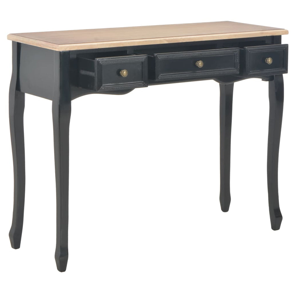 vidaXL Dressing Table Console Table with 3 Drawers Black