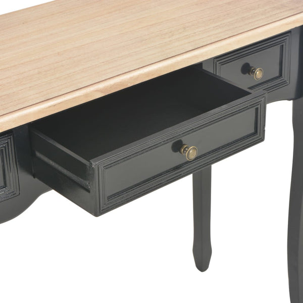 vidaXL Dressing Table Console Table with 3 Drawers Black