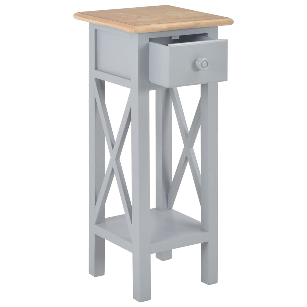 vidaXL Side Table Grey 27 x 27 x 65.5 cm Wood