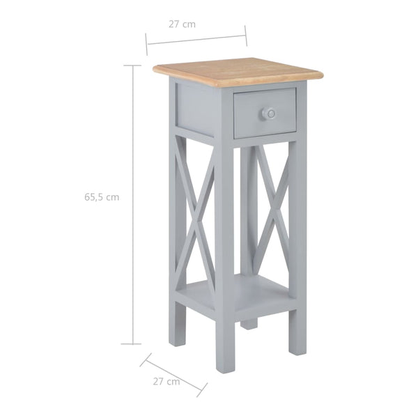 vidaXL Side Table Grey 27 x 27 x 65.5 cm Wood