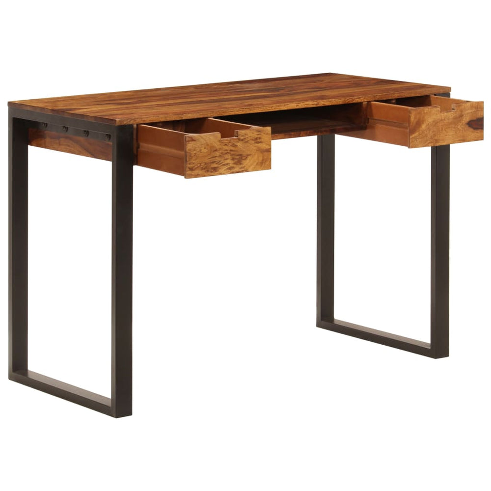 vidaXL Desk 110 x 55 x 78 cm Solid Acacia Wood and Steel