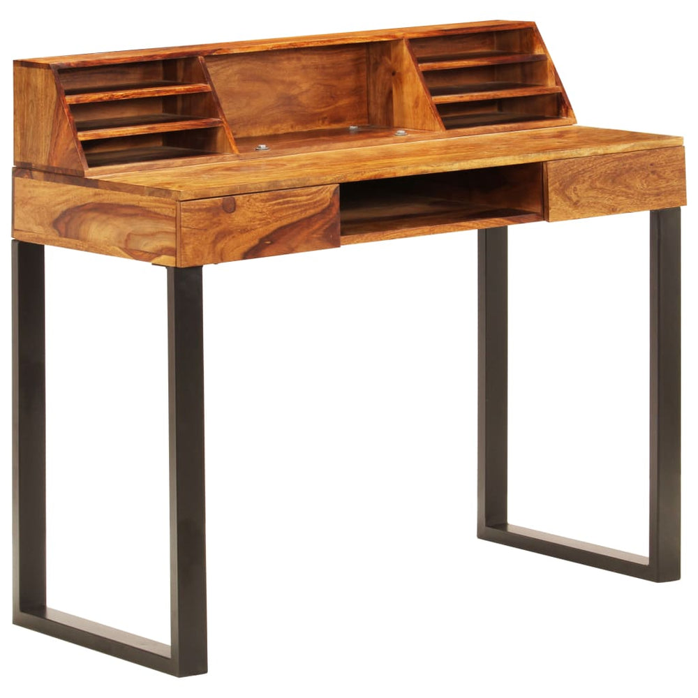 vidaXL Desk 110 x 50 x 94 cm Solid Acacia Wood and Steel