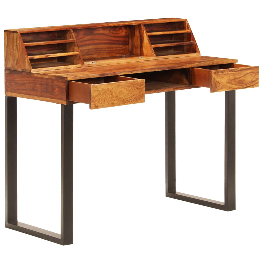 vidaXL Desk 110 x 50 x 94 cm Solid Acacia Wood and Steel