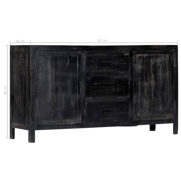 vidaXL Sideboard Black 147x40x80 cm Solid Mango Wood