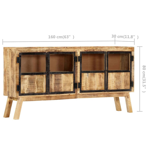 vidaXL Sideboard Brown and Black 160x30x80 cm Rough Mango Wood