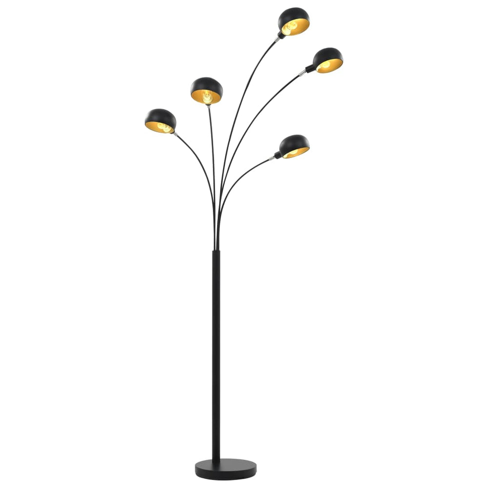 vidaXL Floor Lamp 200 cm 5 x E14 Black and Gold