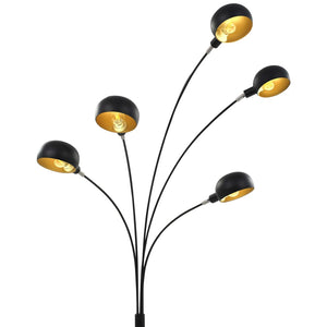 vidaXL Floor Lamp 200 cm 5 x E14 Black and Gold