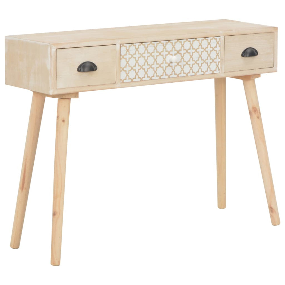 vidaXL Console Table with 3 Drawers 100x30x73 cm Solid Pine Wood