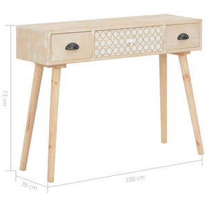 vidaXL Console Table with 3 Drawers 100x30x73 cm Solid Pine Wood