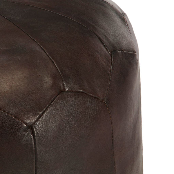 vidaXL Pouf Dark Brown 40 x 35 cm Genuine Goat Leather