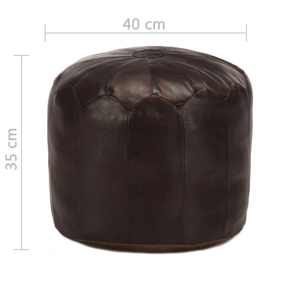 vidaXL Pouf Dark Brown 40 x 35 cm Genuine Goat Leather