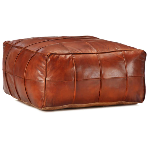 vidaXL Pouf Light Brown 60 x 60 x 30 cm Genuine Goat Leather