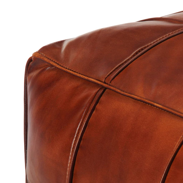 vidaXL Pouf Light Brown 60 x 60 x 30 cm Genuine Goat Leather