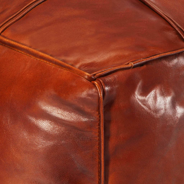 vidaXL Pouf Light Brown 60 x 60 x 30 cm Genuine Goat Leather