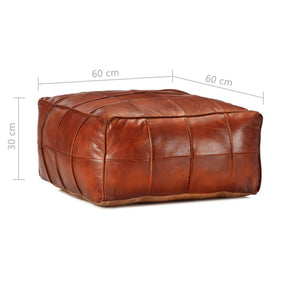 vidaXL Pouf Light Brown 60 x 60 x 30 cm Genuine Goat Leather