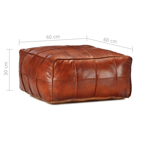 vidaXL Pouf Light Brown 60 x 60 x 30 cm Genuine Goat Leather