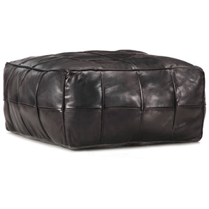 vidaXL Pouf Black 60 x 60 x 30 cm Genuine Goat Leather