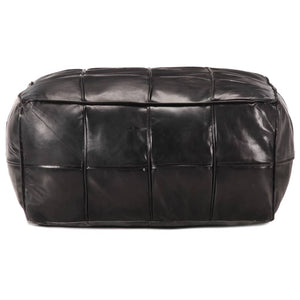 vidaXL Pouf Black 60 x 60 x 30 cm Genuine Goat Leather