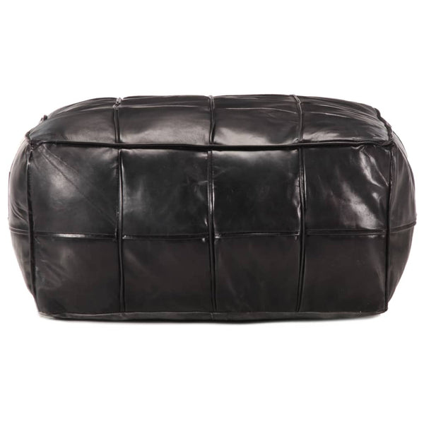 vidaXL Pouf Black 60 x 60 x 30 cm Genuine Goat Leather