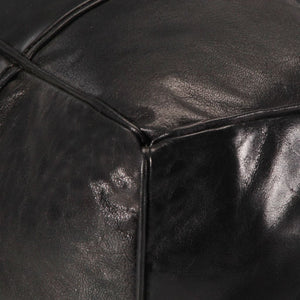 vidaXL Pouf Black 60 x 60 x 30 cm Genuine Goat Leather