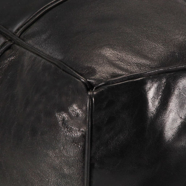 vidaXL Pouf Black 60 x 60 x 30 cm Genuine Goat Leather