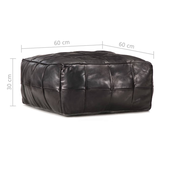 vidaXL Pouf Black 60 x 60 x 30 cm Genuine Goat Leather