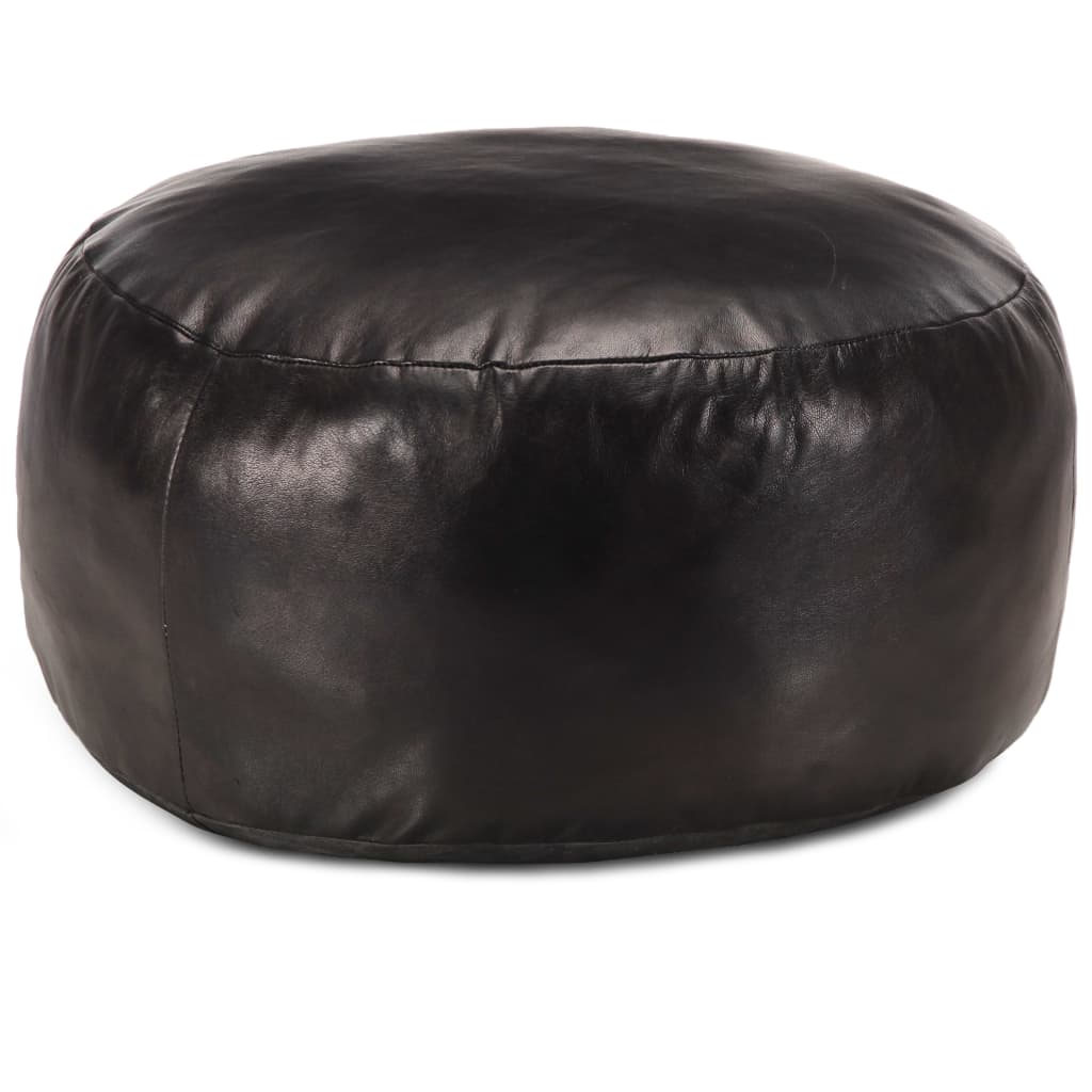 vidaXL Pouf Black 60 x 30 cm Real Goat Leather