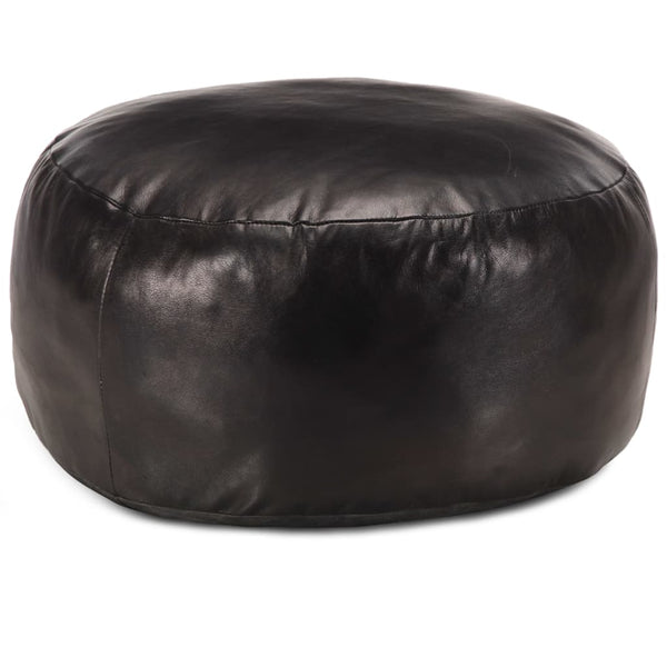 vidaXL Pouf Black 60 x 30 cm Real Goat Leather