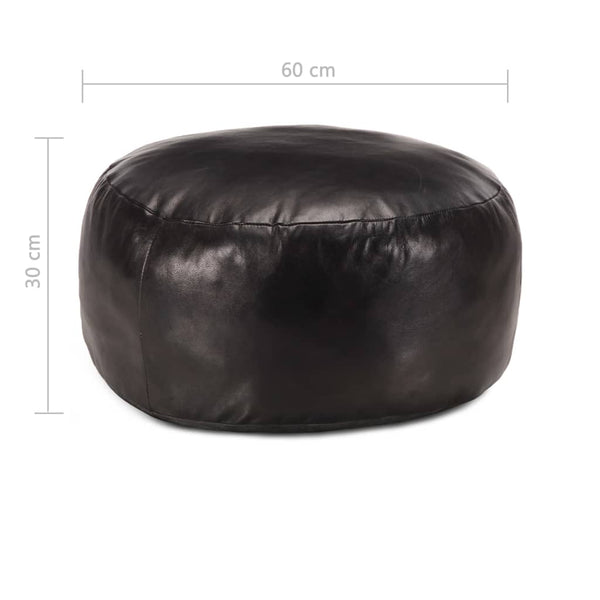 vidaXL Pouf Black 60 x 30 cm Real Goat Leather