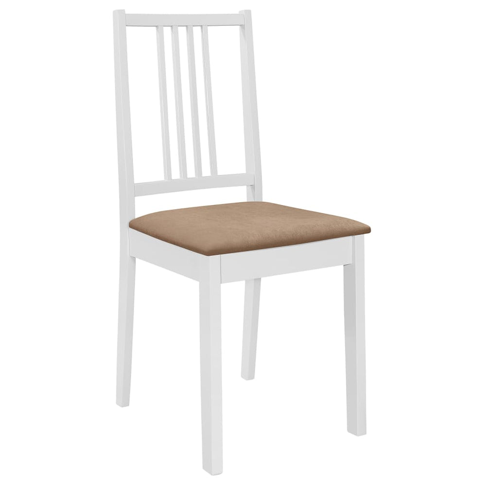 vidaXL Dining Chairs with Cushions 4 pcs. White Solid Wood