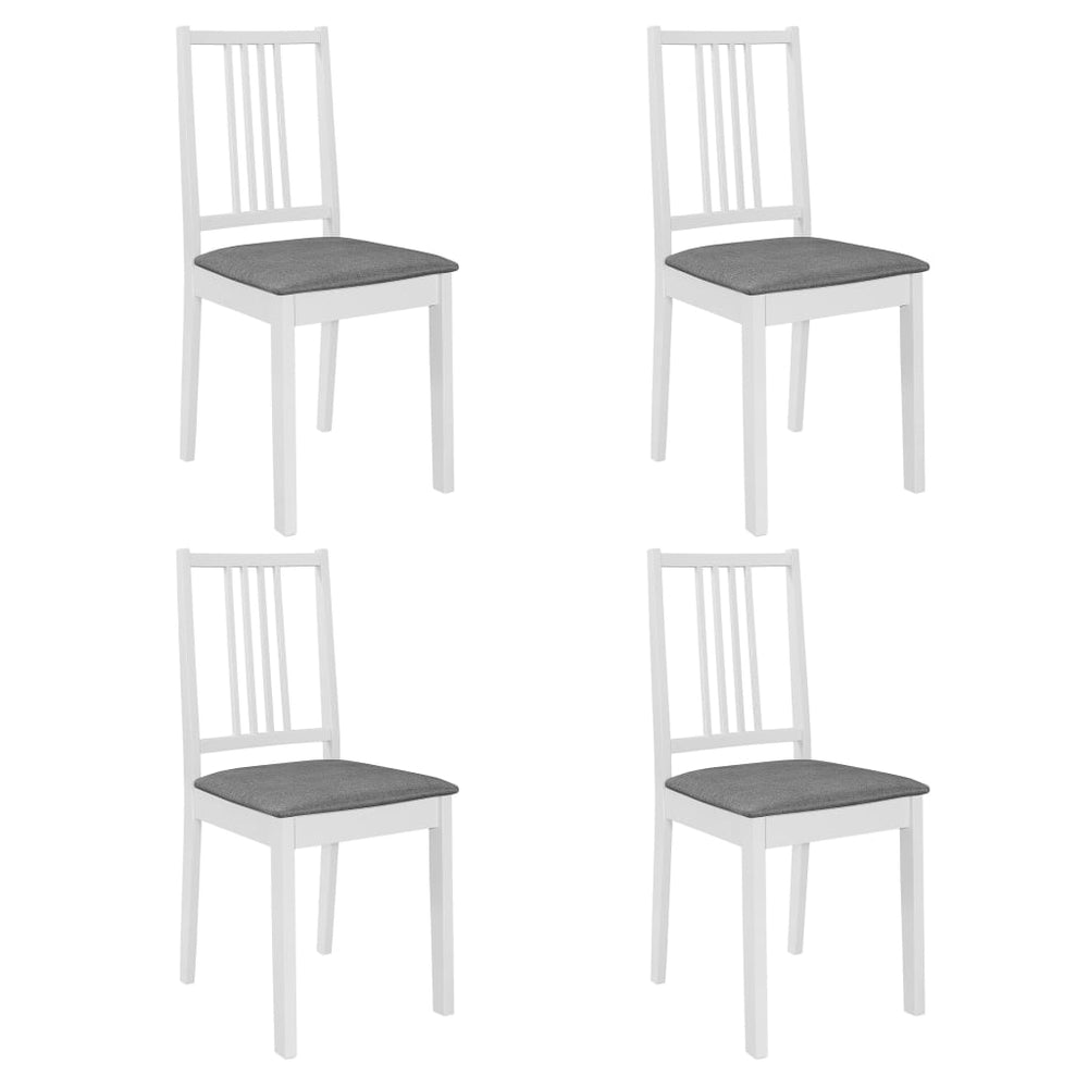 vidaXL Dining Chairs with Cushions 4 pcs. White Solid Wood