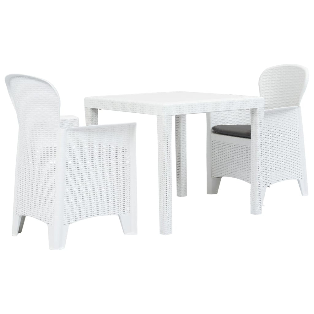 vidaXL 3-Piece Bistro Set Plastic White Rattan Look