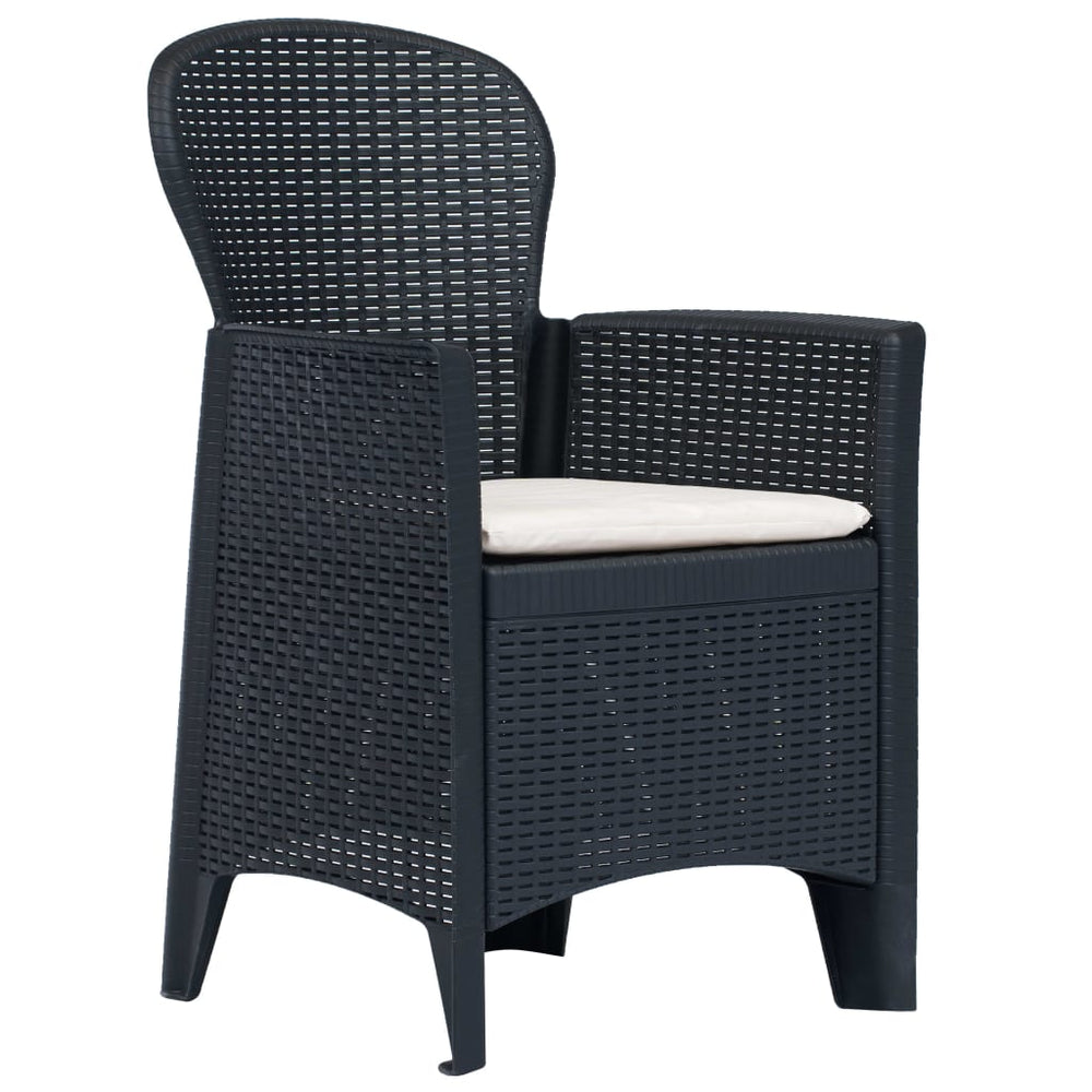 vidaXL 3-Piece Bistro Set Plastic Anthracite Rattan Look