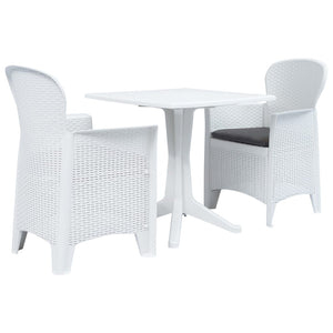 vidaXL 3-Piece Bistro Set Plastic Rattan White