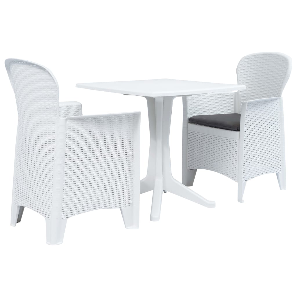 vidaXL 3-Piece Bistro Set Plastic Rattan White