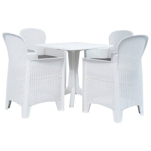 vidaXL 5-piece Garden Dining Set Plastic Rattan White