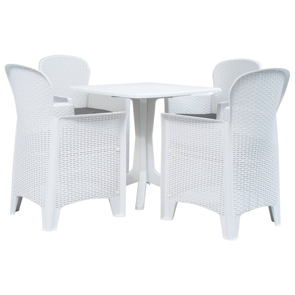 vidaXL 5-piece Garden Dining Set Plastic Rattan White